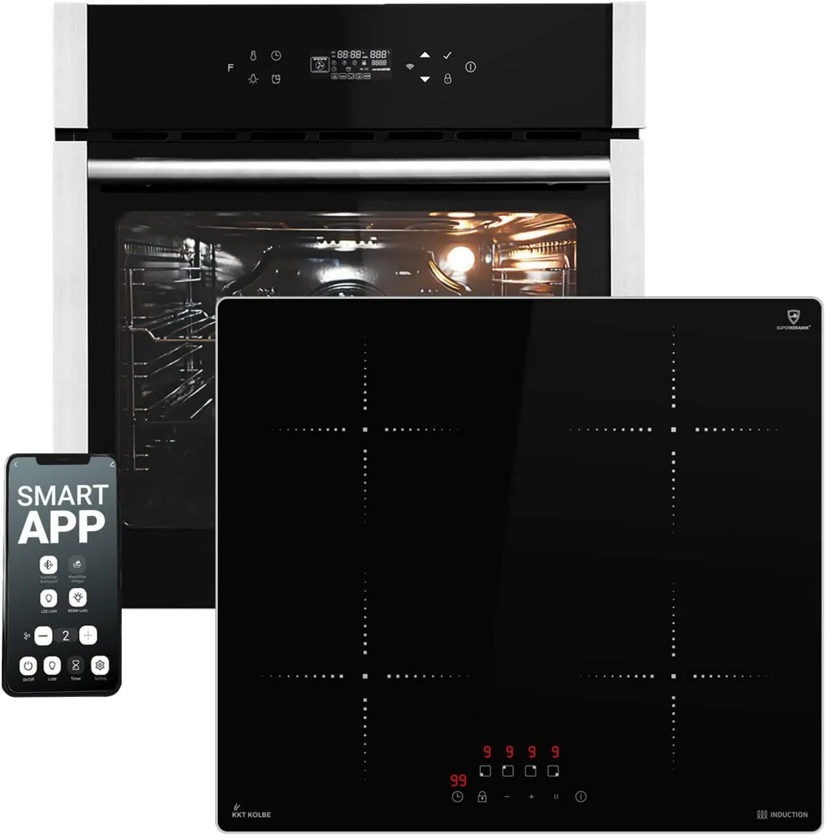 KKT KOLBE Cozinhador com forno EB8313HC IH85900ED, 60cm, encastrado, timer, grelha, pizza, SET8313HHIH859ED, temporizador automático, circulação de ar, função