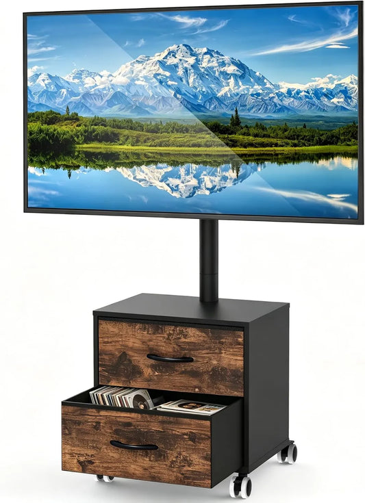 5Rcom armário de TV, 60 polegadas, 400 x 400 mm, rodas móveis, OLED, ecrã LCD, preto, altura ajustável com suporte de até 40 kg