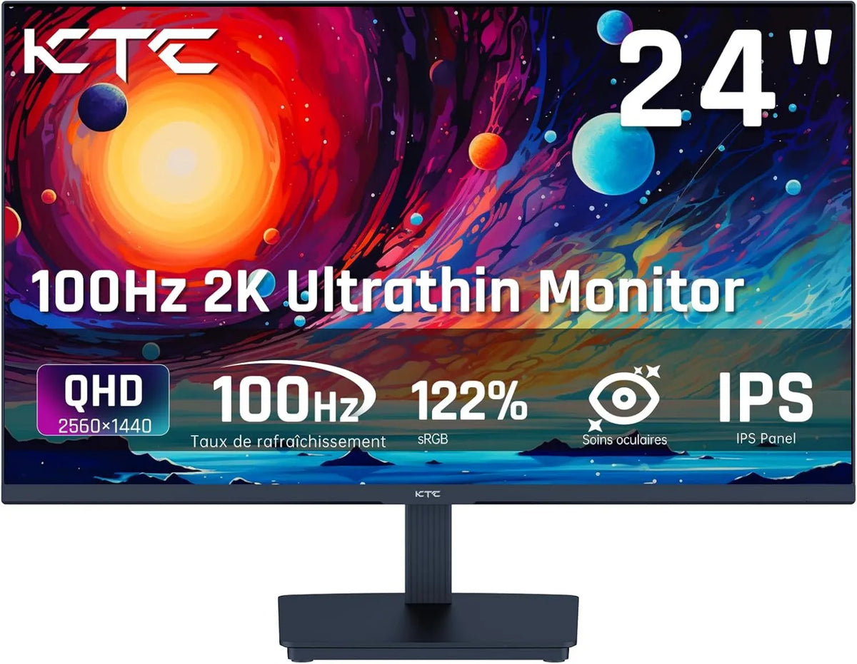 KTC HDMI2.0, DP, Earphone H24T27, 24 polegadas, 100 Hz, laje IPS, ecrã PC, 122% SRGB, Contrast 1300:1, Earphone para Jogos e Trabalho