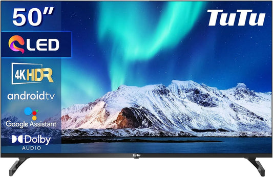 Smart TV, 50 polegadas, TV, TuTu TUQ50UN1, QLED, sintonizador triplo DVB-T2, S2, Wi-Fi, Bluetooth, Android OS, App Store, 126 cm, Cromadocast, Molotov e