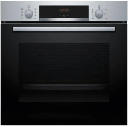Bosch HBA553BR3F Forno elétrico, classe energética D, encastrado, efeito 3D, aço inoxidável, ecrã LED, Série 4, HotAir 3D, aço inoxidável, CleanCoating