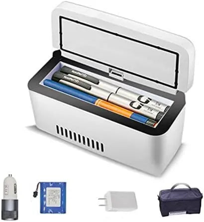 lxiluv Portátil frigorífico médico, 2 a 8 °C, USB, ecrã LCD, transporte de insulina e medicamentos, B-Dualbattery